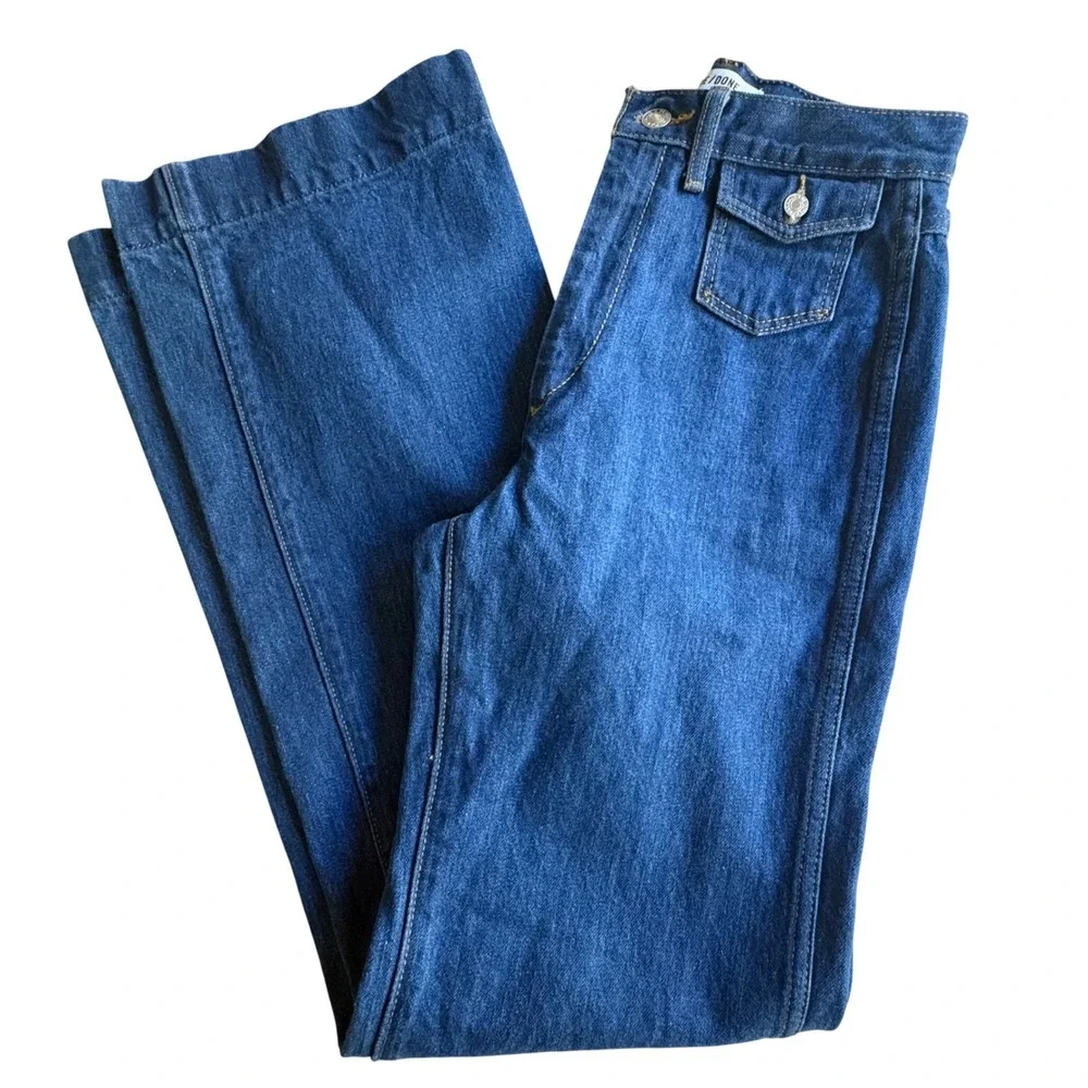 $315 RE/DONE True Rinse High Rise Wide Leg Jeans Blue Denim Women's Size 24 X 32